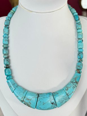 DESIGNER JAY KING GRADUATED TURQUOISE NECKLACE STERLING CHAIN AND CLASP