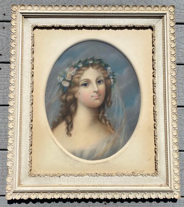 Framed Pastel Portrait Of Victorian Woman
