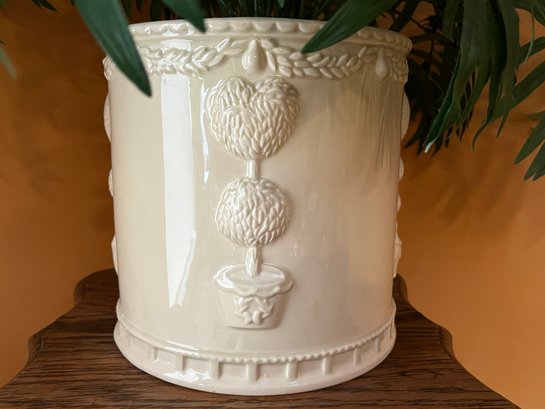 Jay Willfred Planter Andrea By Sadek Made In Portugal With Faux Parlor Palm Plant