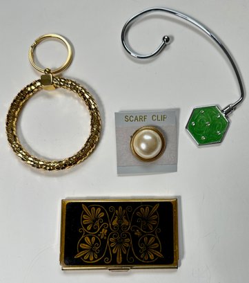Purse Hanger, Key Ring, Scarf Clip & Metal Card Holder, Some Vintage