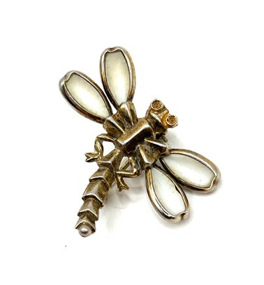 Vintage Mother Of Pearl Dragonfly Brooch/pin