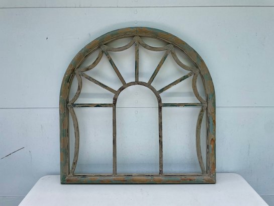 Arch Form Wood Window Frame With Paint Remnants