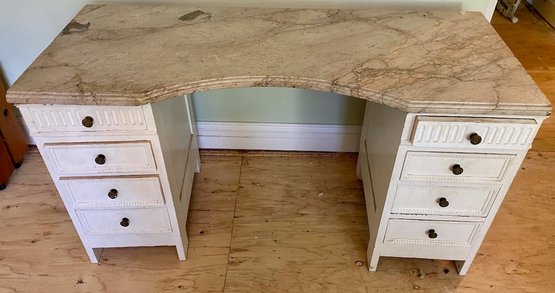 Vintage Eight Drawer Marble Top Dressing Table