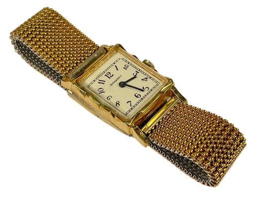 Dynasty Gold Tone Mesh Band Ladies Wrist Watch