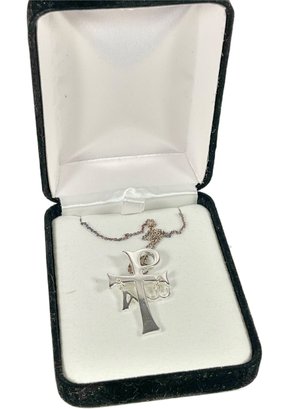Sterling Silver Cross Chain Necklace Pendant In Original Box