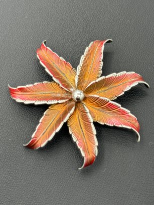 Rare Sterling Silver Danecraft Floral/ Flower Brooch Or Pin