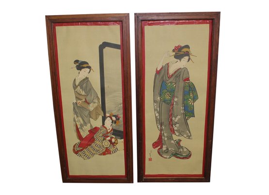 Pair Of Large Early 20th Century Japanese Prints, Signed With Artists Red Seal