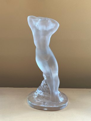 Lalique Frosted Crystal Nude Figure 'Danseuse Bras Leves'  Circa 1952