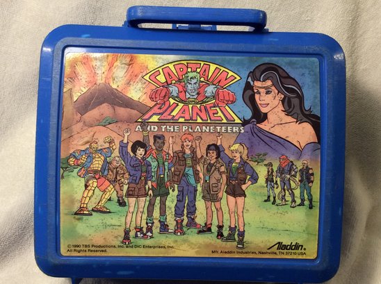 1990 Aladdin Captain Planet And The Planeteers Plastic Lunchbox - K