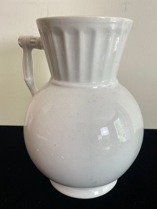 'Ionic' White Ironstone Hot Water Pitcher Farmhouse Knowles Taylor & Knowles 19C
