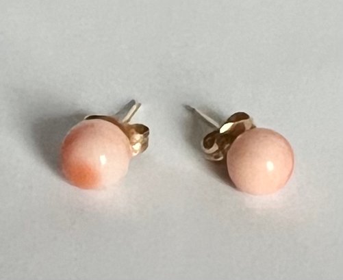 VINTAGE 14K GOLD CORAL STUD EARRINGS VARIATIONS IN COLOR AND SIZE