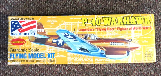 Guillow's P-40 Warhawk Flying Tiger Wood Model Kit Sealed In Box