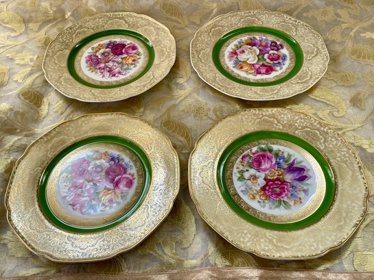 Set Of Four Antique Plates : PT Bavaria Tirschenreuth - Decorated In Own Studios