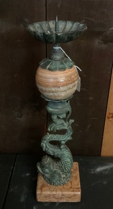 Marble And Bronze Candle Holder