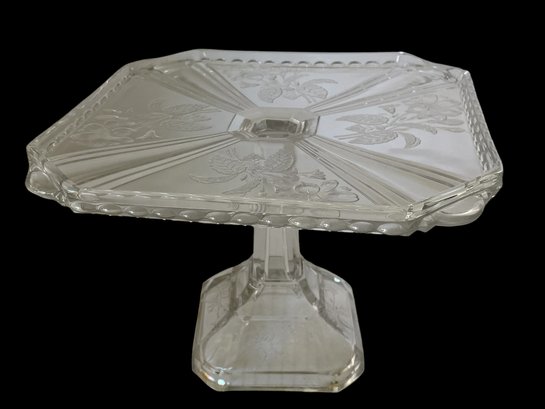 1883 Foxhall Clear Glass Square Cake Stand