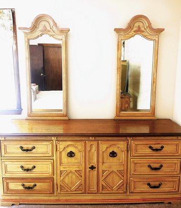 Stanley Furniture French Style Long Dresser With Two Mirrors