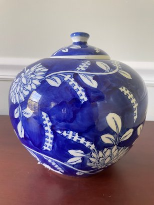 Blue And White Lotus Ginger Jar Chinese Porcelain
