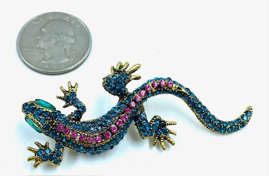 Fully Rhinestoned Salamander/lizard Brooch