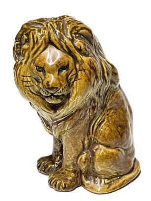 Vintage Handmade 5' Clay Lion Sculpture-Made In Italy