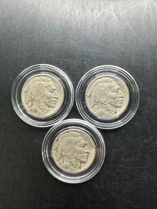 3 Buffalo Nickels 1936, 1936-D, 1936-S