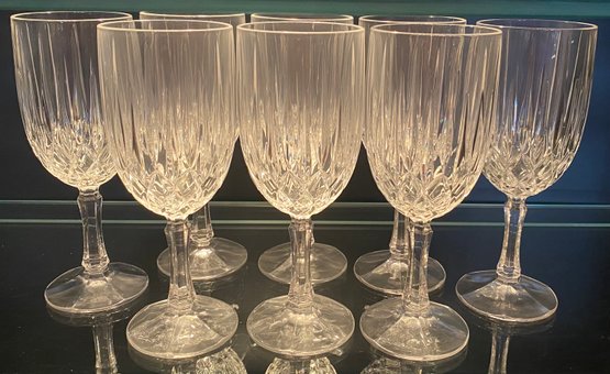 Eight Nice Quality Crystal Wine Glasses