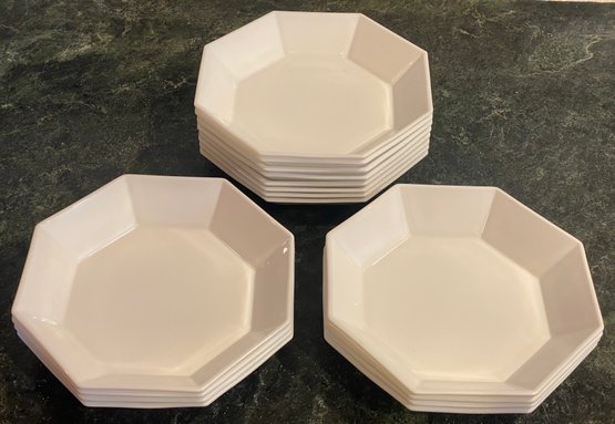 White French Octagonal Shallow Bowls