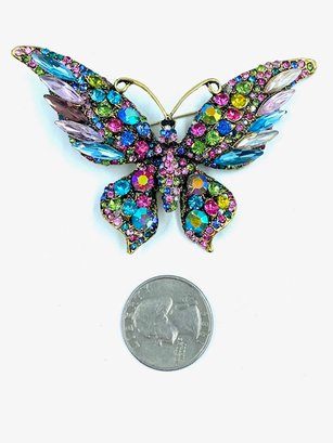Exquisite Large Rhinestone Butterfly Brooch