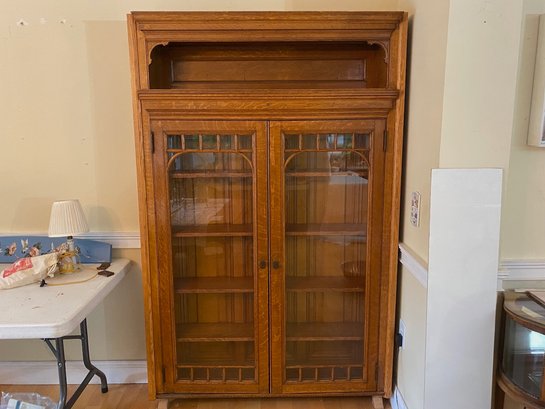 Beautiful Oak Victorian Library Cabinet