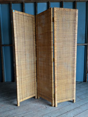 A 3 Section Woven Rattan Room Divider - Vintage