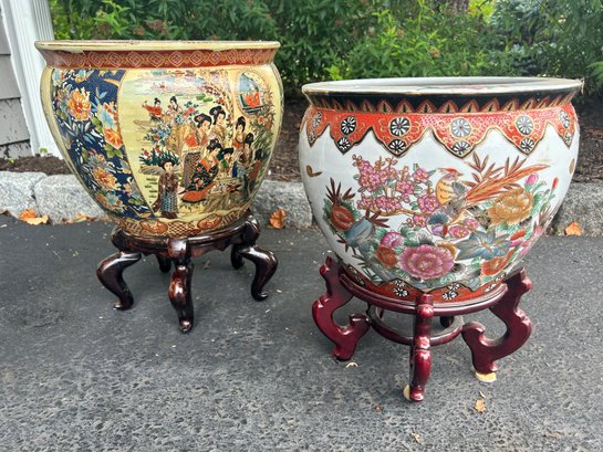 Pair Of Beautiful Decorative Pots On Stands