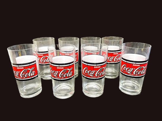 Eight Coca-Cola Drink Glasses