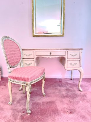 Pop Of Pink - Baker Louis XV Style Wood Desk And Chair