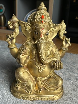 Fine Vintage Hindu SEATED LORD GANESH Sculpture