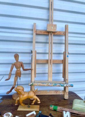 Vintage Art/painting Tools-mannequins & Easel 3 Pc Lot