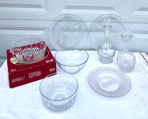 Beautiful Lot Of 8 Vintage Crystal And Cut Glass Servers