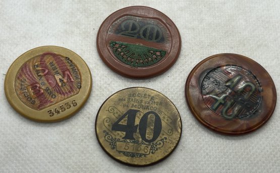 Original 1930s SOCIETE DES BAINS MONACO Bakelite Gambling Chips