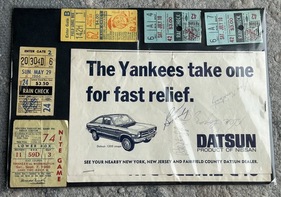 Vintage New York Yankees Autographed Brochure And 1960s/70s Ticket Stubs