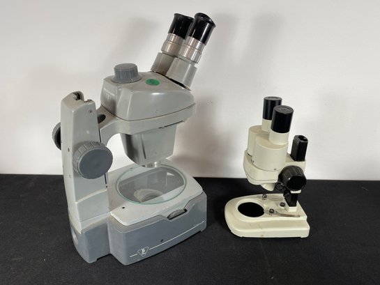 TWO MICROSCOPES, ONE BAUSCH AND LOMB