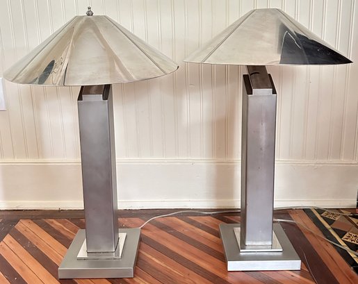 2 Vintage Chrome Table Lamps