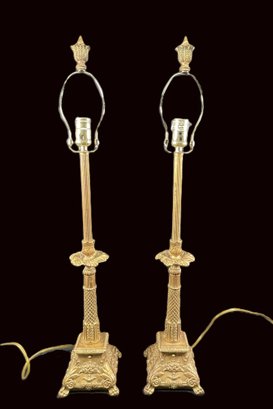 Pair Of Gold Gilt Lamps