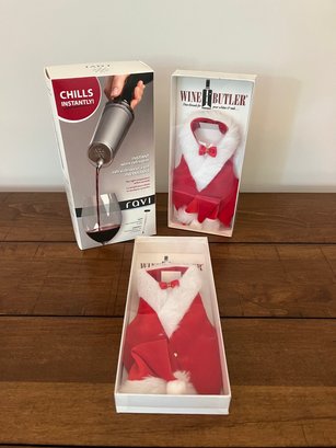 Ravi Instant Wine Chiller And 2 Decorative Seasonal Bottle Covers