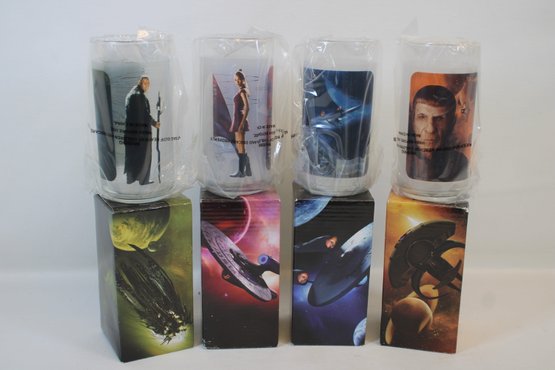 Set Of Four Star Trek Collectible Glasses New In Boxes