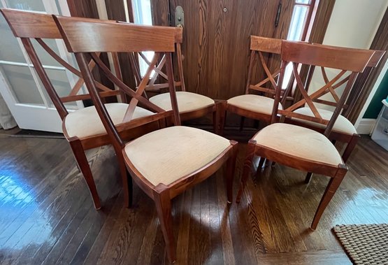 6 PC Dining Room Chairs - Cross Hatch Back With Upholstered Seats