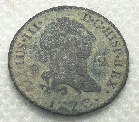 Antique 1773 Spanish 2 Maravedis Bronze Coin- Good Detail