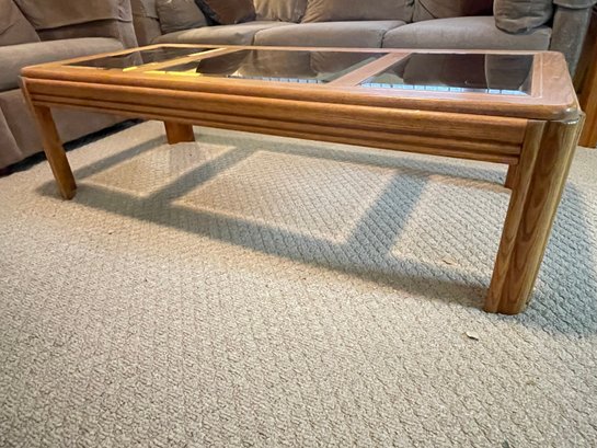 Mid Century Wooden And Glass Coffee Table
