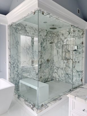 A Large Glass Shower Enclosure For A Steam Shower-  Bath 2A