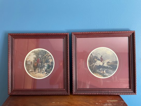 Pair Of  Decorative Hunting Scene Framed Prints.