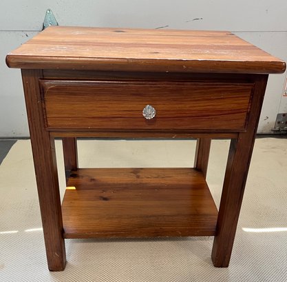 Wooden Nightstand With Drawer And Glass Knob