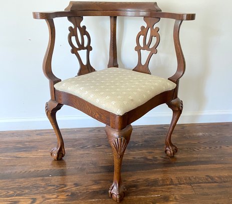 Vintage Mahogany Ball And Claw Foot Corner Chair