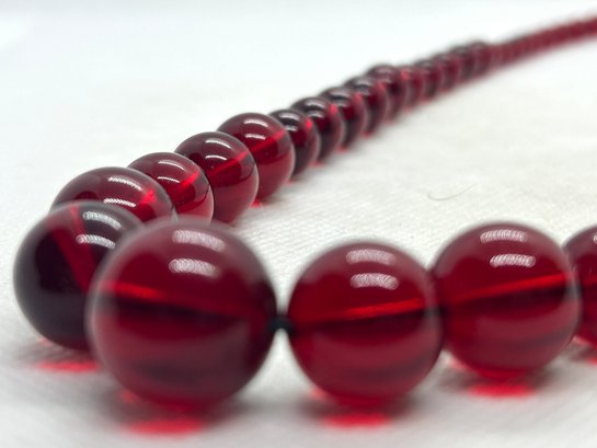 Large CHERRY AMBER Graduated Bead Necklace- 21' Long